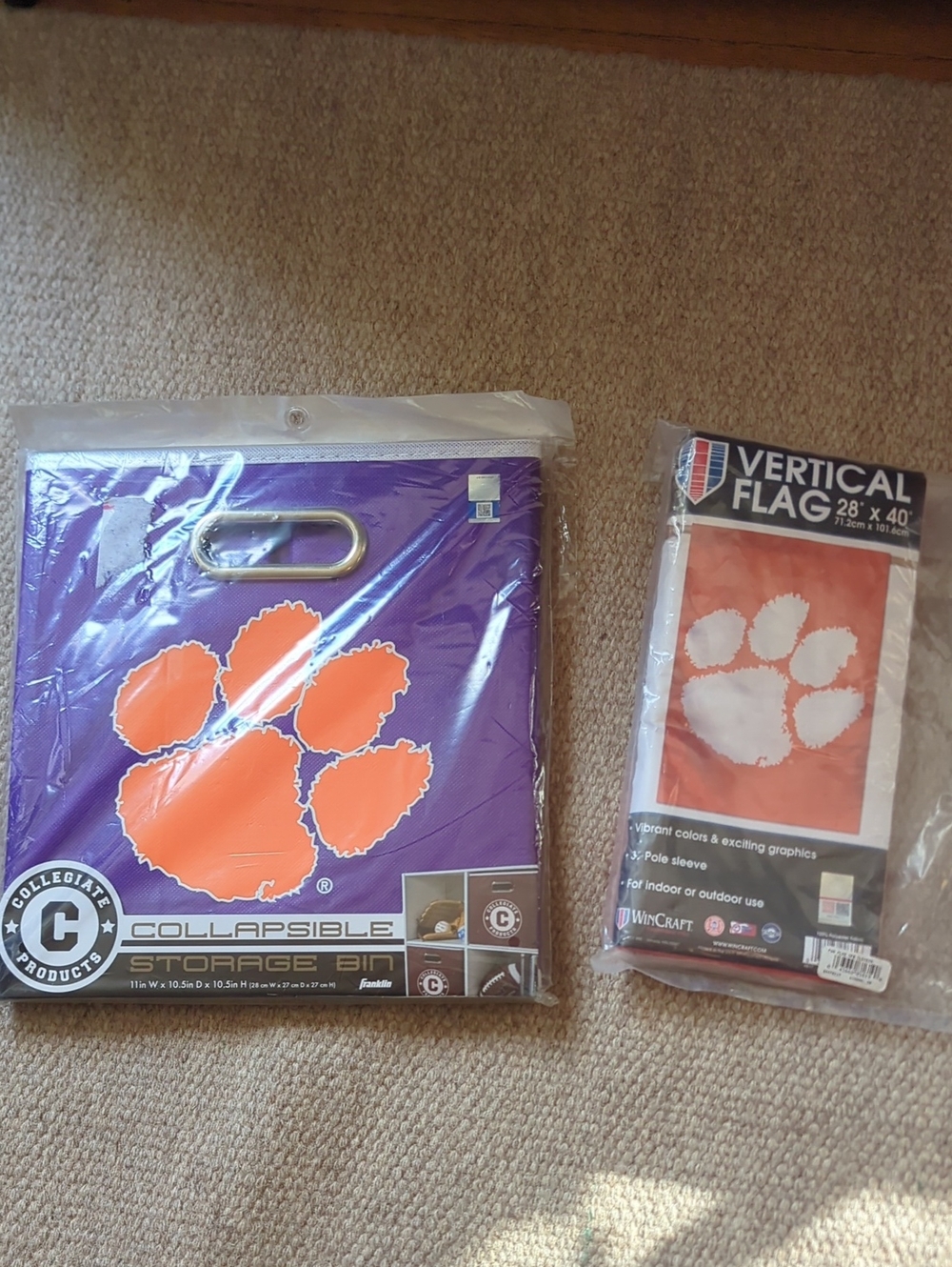 Franklin Clemson Tigers Collapsible Storage Bin And Flag Wincraft  NWT